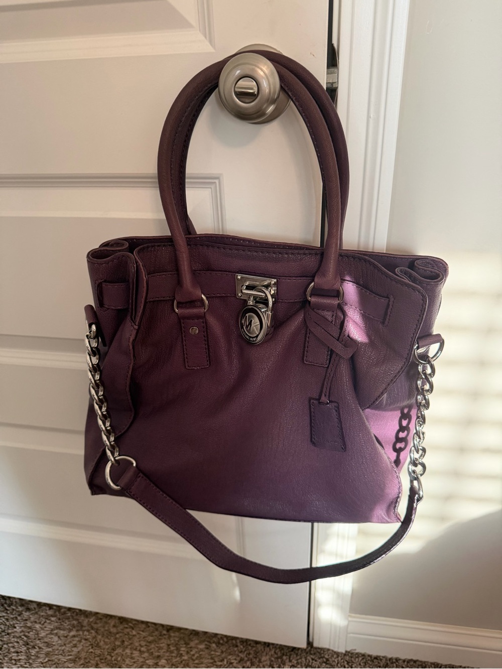 Michael Kors Hamilton Satchel - Purple Leather